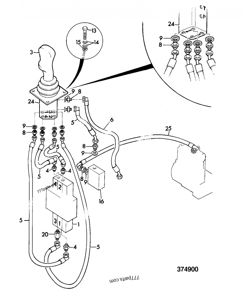 701/60039 Handle, assembly, with 2 Aux. buttons - 70160039 - JCB