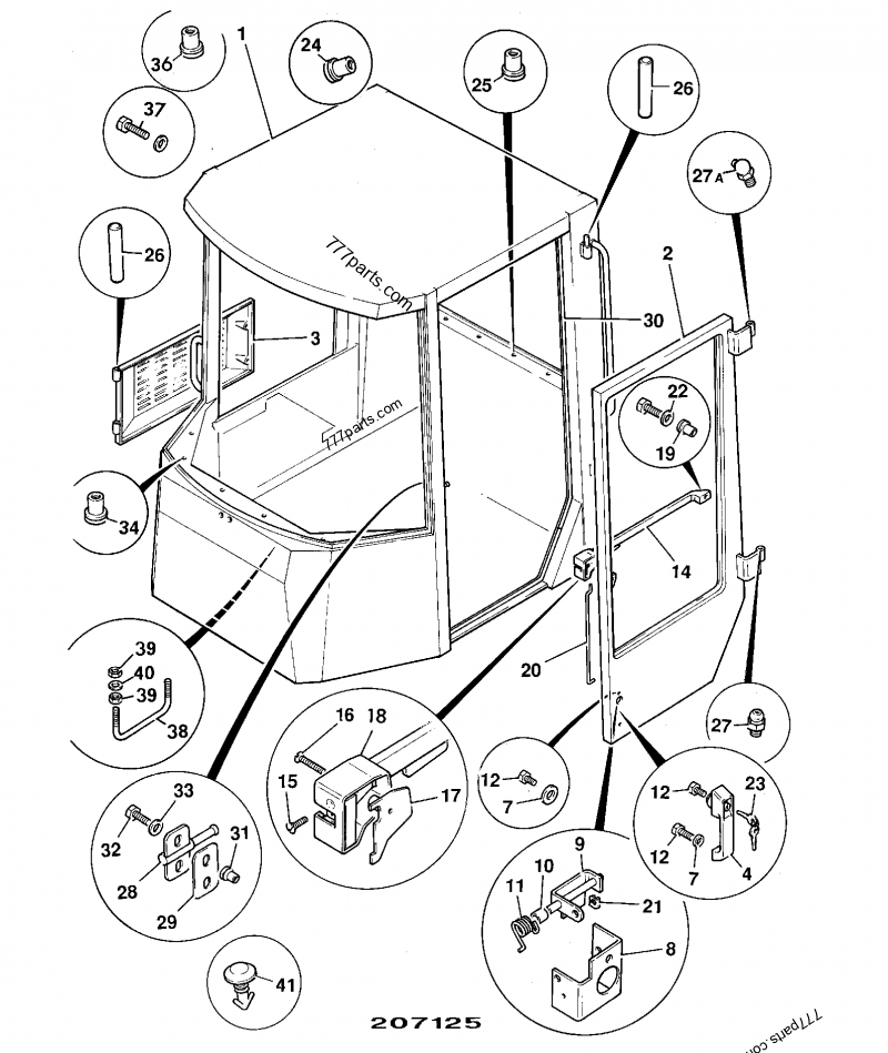 123/04067 Handle, C/W barrel lock only - 12304067 - JCB spare part