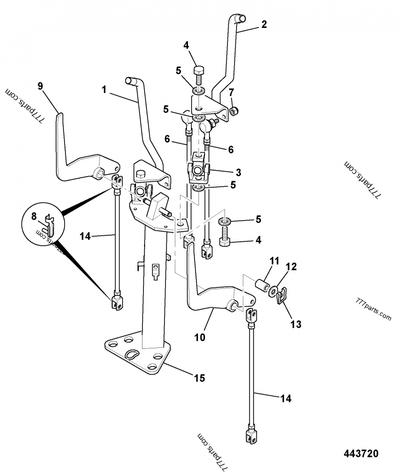 335/05288 Lever, excavator control, LH "X"pattern boom 33505288 JCB
