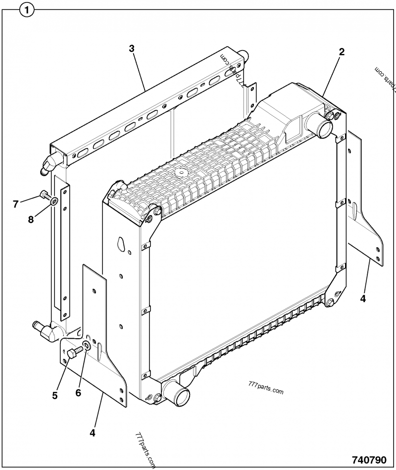 128/14077 assembly 5 row, AWS, radiator/oil cooler - 12814077