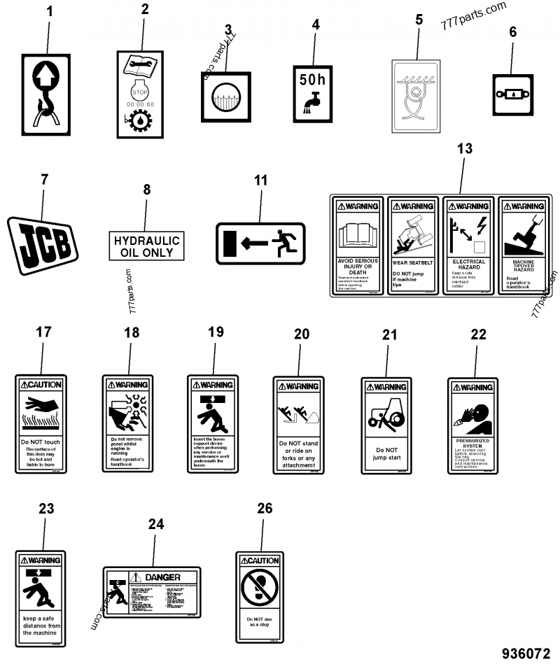 332/S5833 Label, tie down point - 332s5833 - JCB spare part