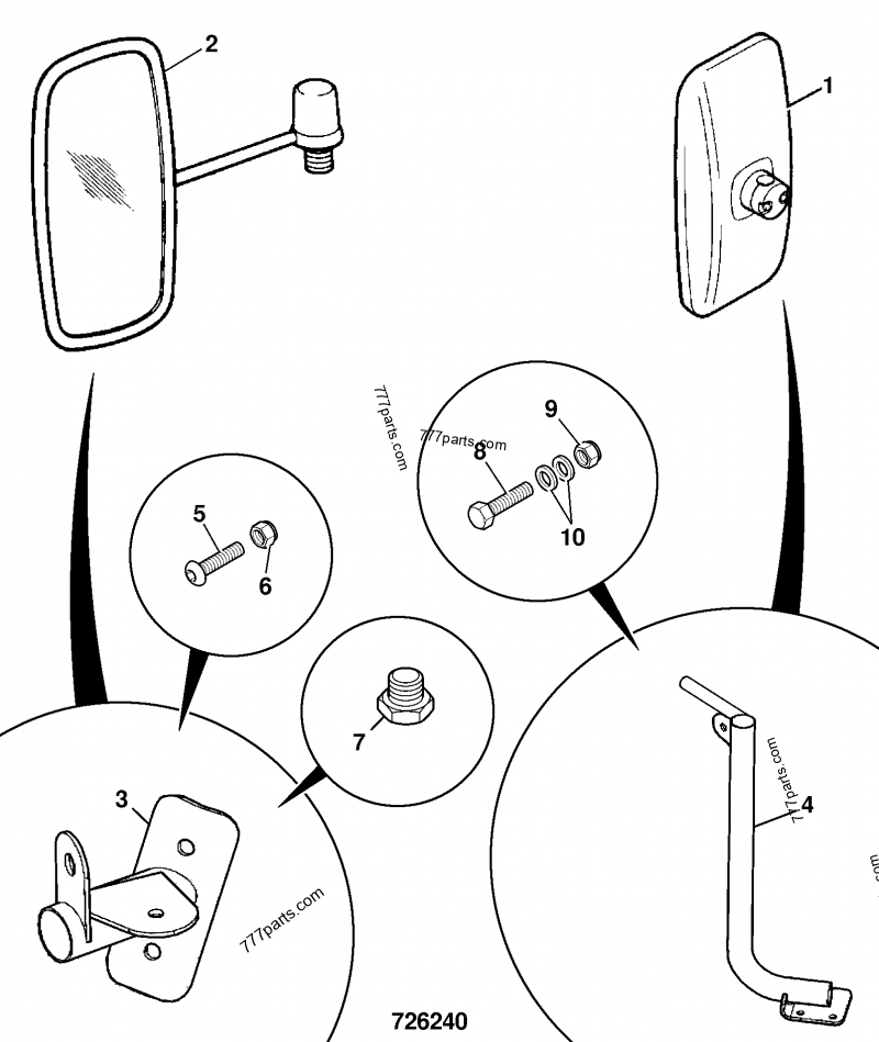 157/86000 Mirror, one piece - 15786000 - JCB spare part | 777parts.com