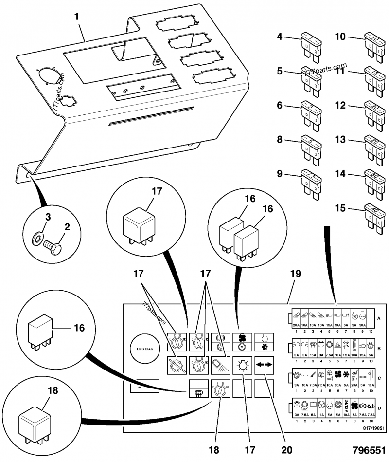 716/24800 Fuse, 40 amp - 71624800 - JCB spare part