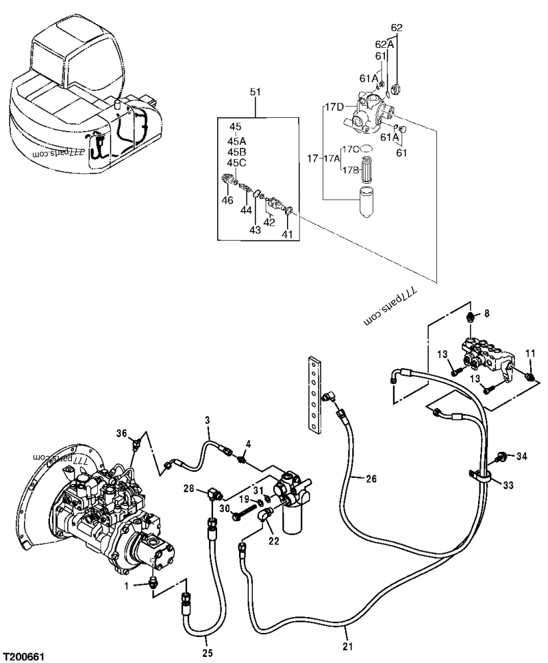 PILOT HYDRAULIC LINES (PUMP TO FILTER) (FILTER TO SOLENOID
