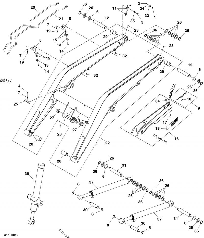 T154058 Bushing - John Deere spare part | 777parts.com