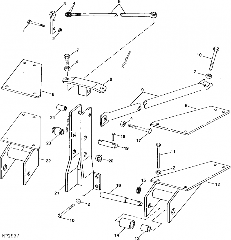 MAST, HITCH, HITCH PINS, AND BRACES (FOR MOUNTED MACHINES