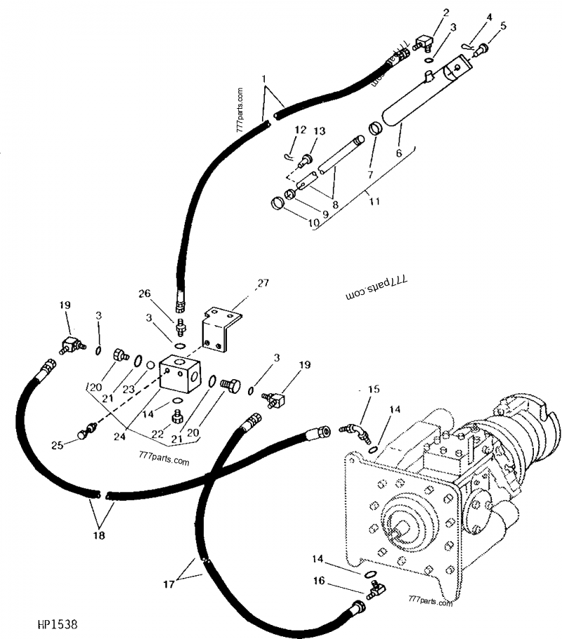 AH96132 Hydraulic Cylinder John Deere spare part