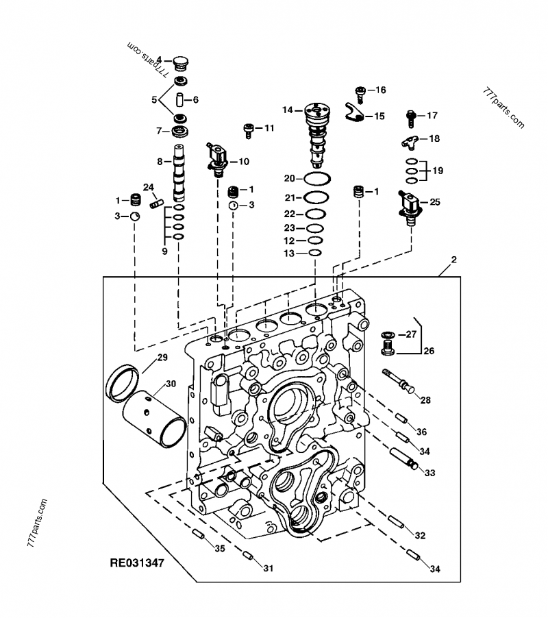 RE155967 Valve - John Deere spare part | 777parts.com