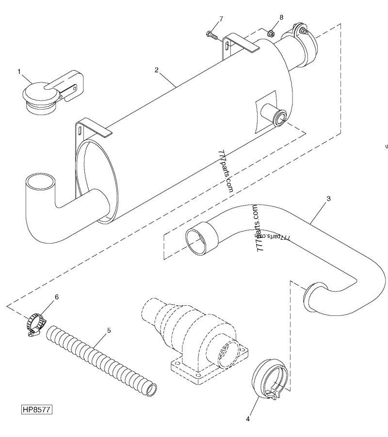 AH153760 Exhaust Pipe - John Deere spare part | 777parts.com
