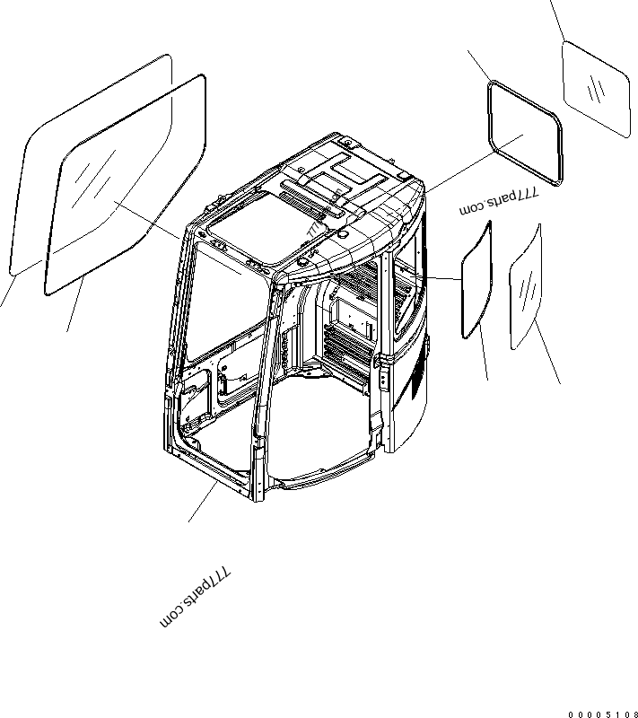 22B-54-15350 GLASS,REAR - 22b5415350 - Komatsu spare part