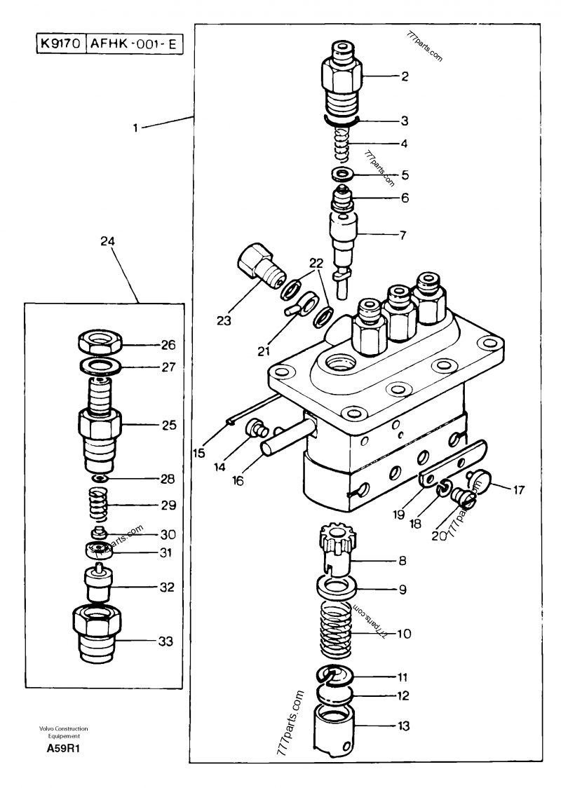 Part diagram PJ 131406360 Injector - 131406360 - Volvo spare part | 777parts.com