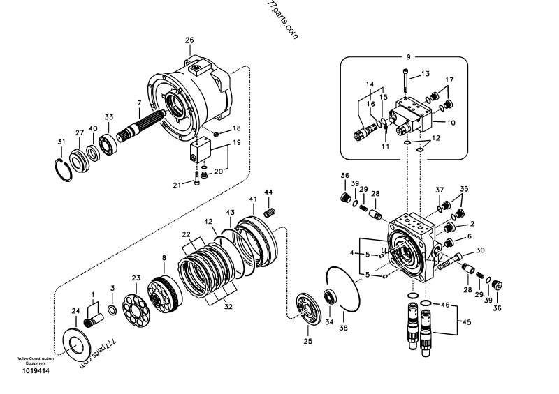 松エ VOLVO EM140V-61/114-4 14538546 676B4001 Hydraulic motor for